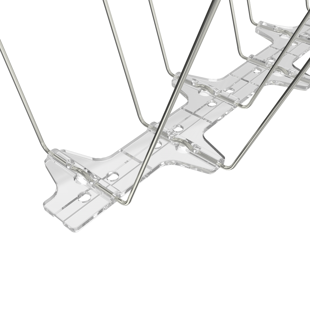 Close-up of BC Bird Spikes 20G stainless steel spikes and adjustable strip length snap points