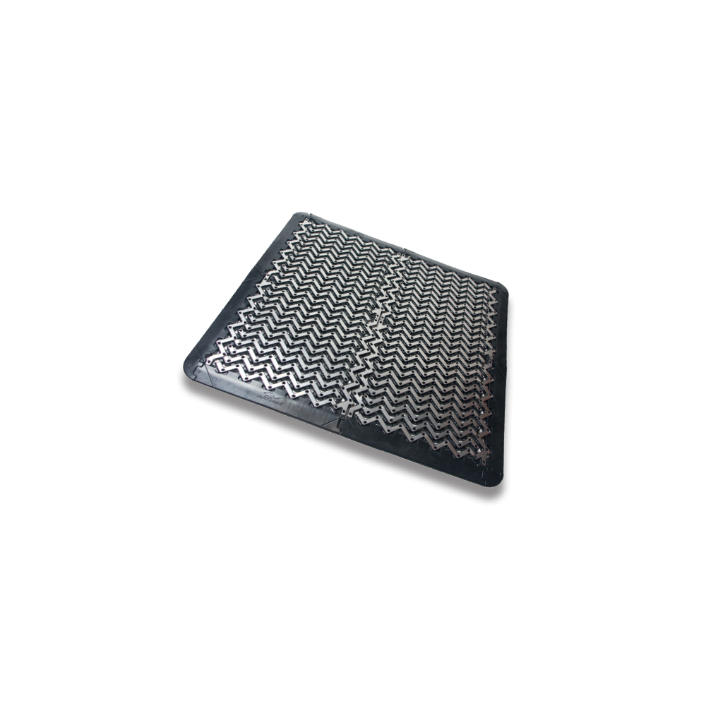 RatMat electric rat deterrent with safety border for secure entryway installation.