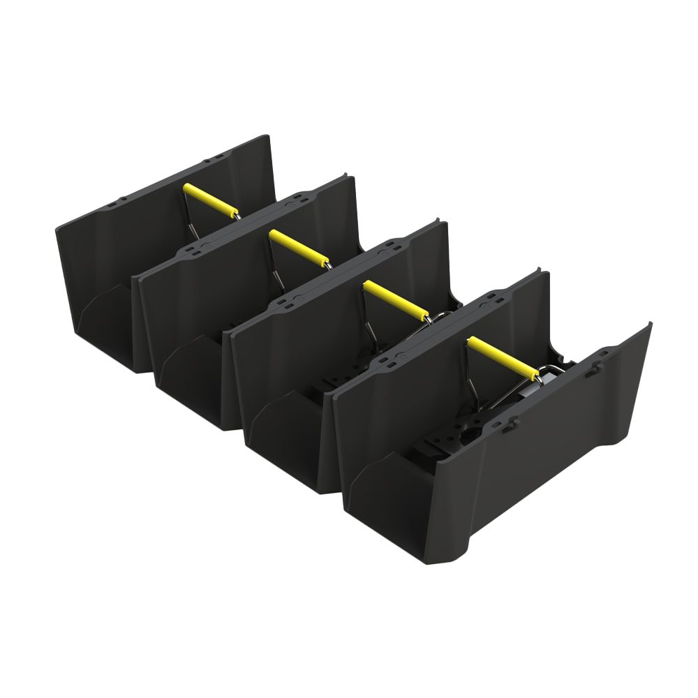 AF Trap Base connected width-wise with Snap-e Mouse Traps, showcasing modular setup for pest control barriers.