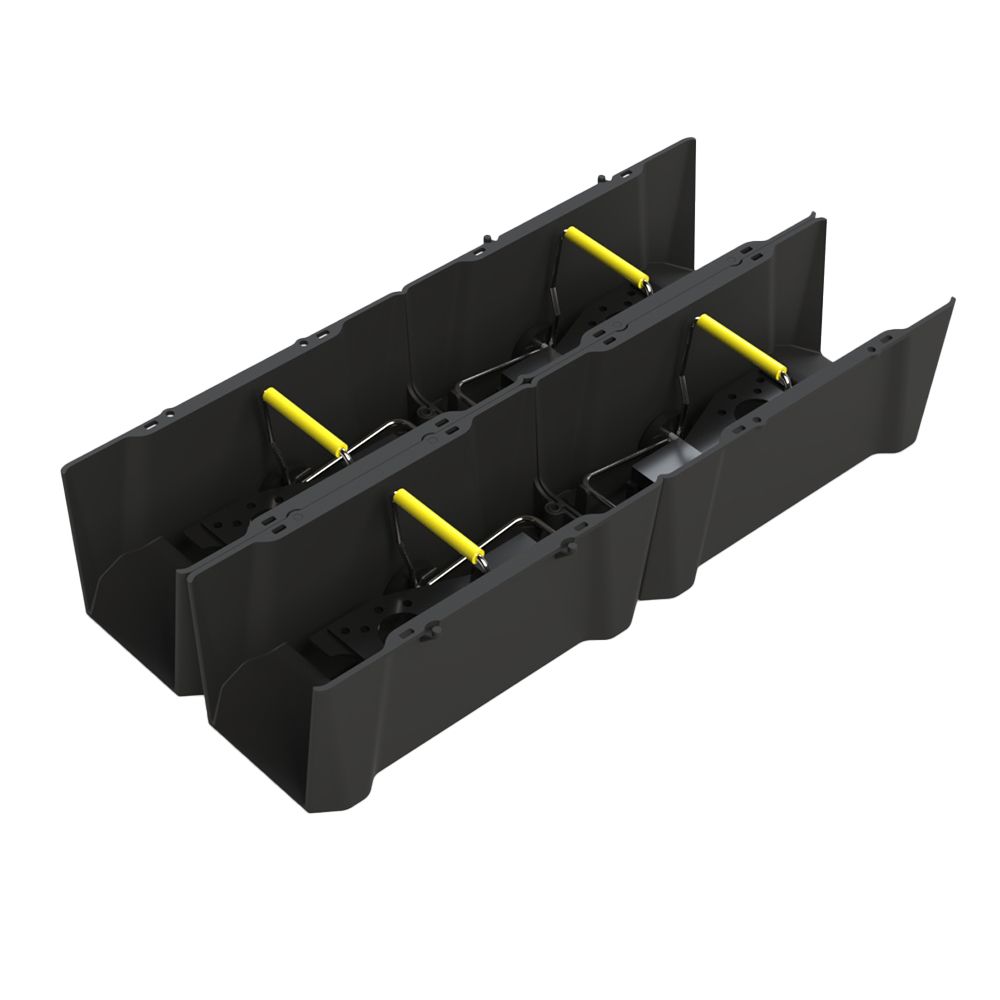 AF Trap Base aligned length-wise with Snap-e Mouse Traps, demonstrating scalable and versatile design for extended barrier creation.