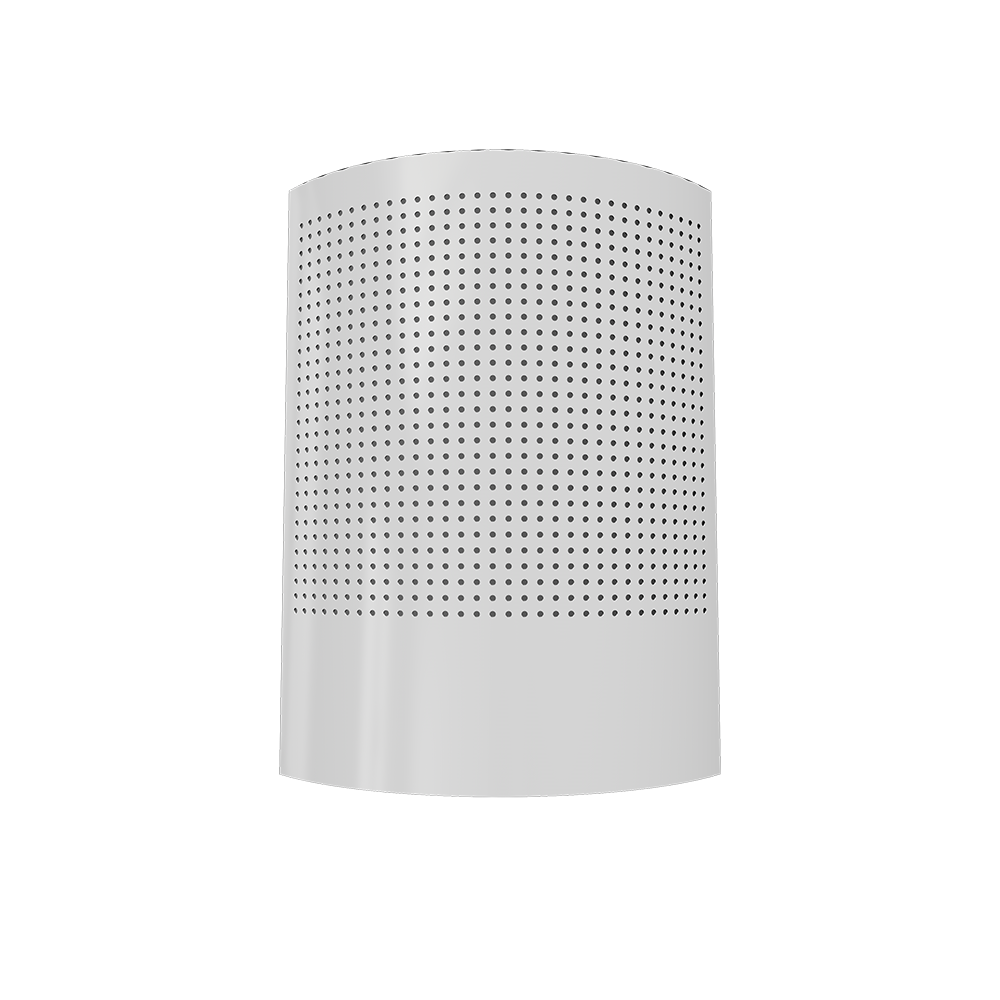 Front view of the Sunburst LED fly trap in white, showing decorative cover for discreet fly control.