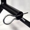 Close-up of the BC Wire Reel Holder spindle and retaining pin for secure attachment of bird wire reels