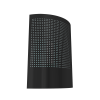 Angled front-side view of the Sunburst LED fly catcher in black, showing depth and curved body design