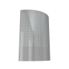 Angled front and side view of the Sunburst LED fly catcher in grey finish, showing build quality and compact shape.